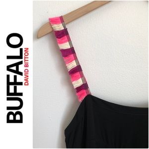 BUFFALO Black Dress with pockets and fringe straps